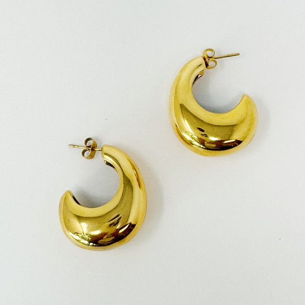 Crescent Halo Golden Hoop Earrings